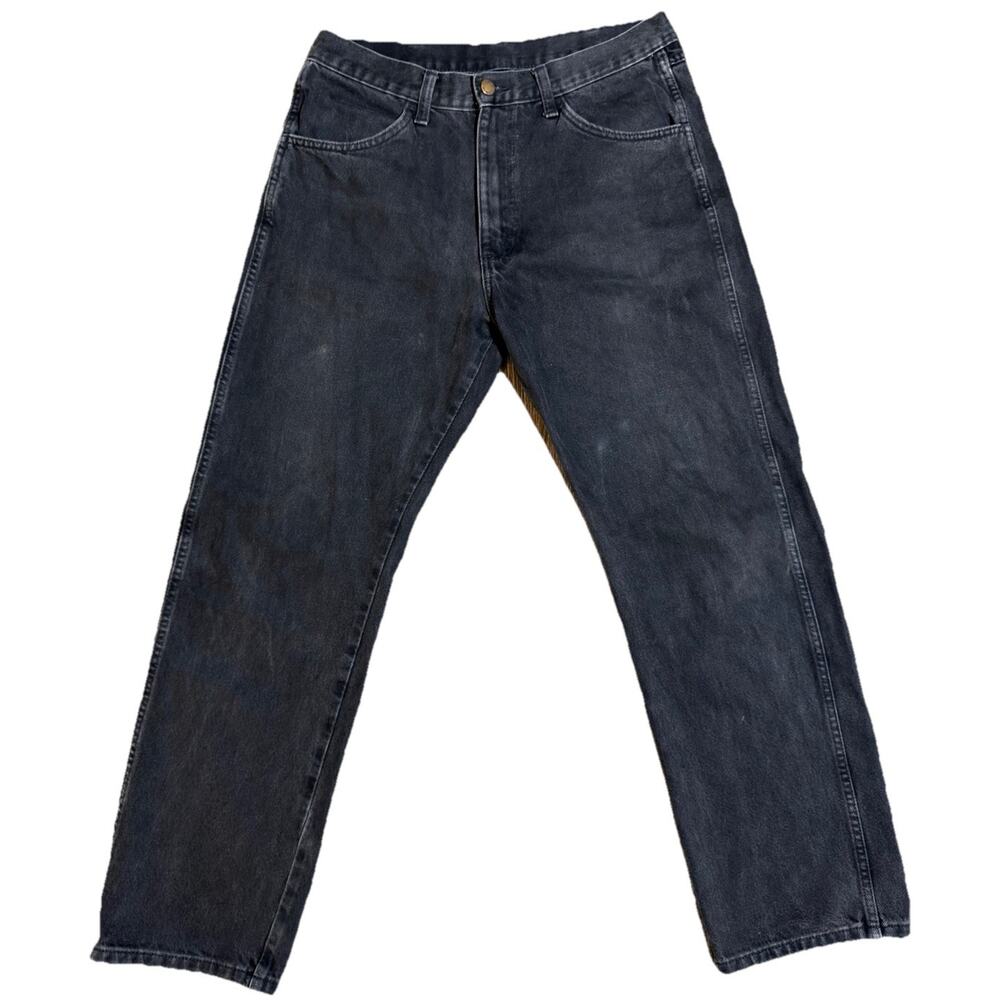 Vintage Mens 34x32 Rustler Jeans Faded Black Stone Wash Straight Leg Distressed